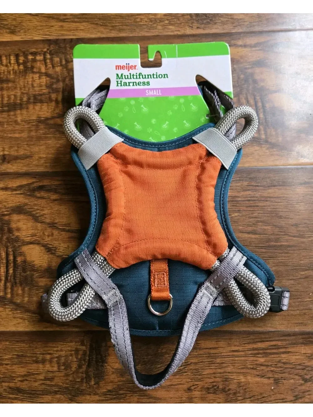 Meijer Multifunction Dog Harness Green Orange & Removable Frisbee Toy Sm 17